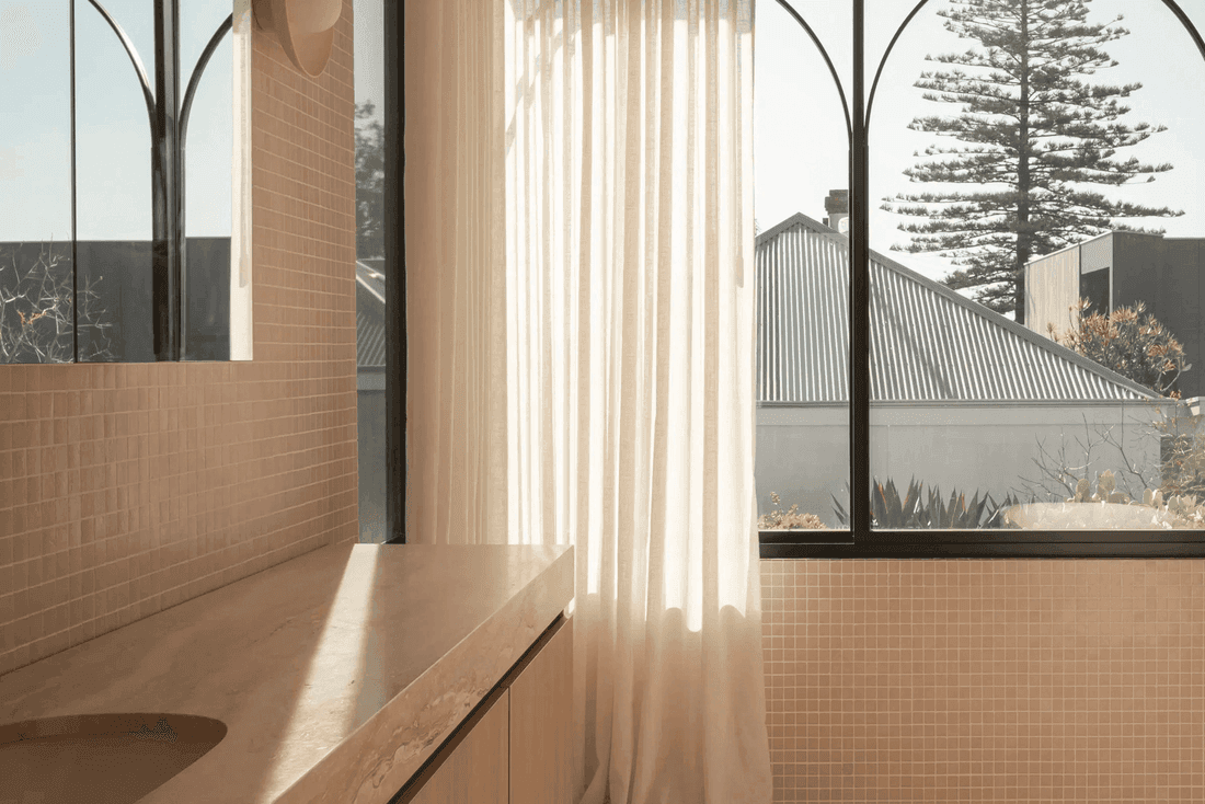 Morning light through a linen curtain